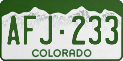 CO license plate AFJ233