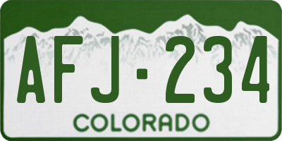 CO license plate AFJ234