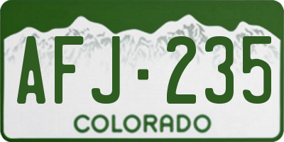 CO license plate AFJ235