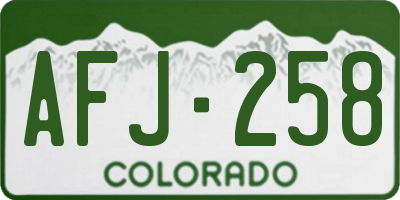 CO license plate AFJ258