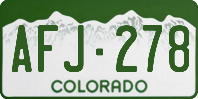 CO license plate AFJ278