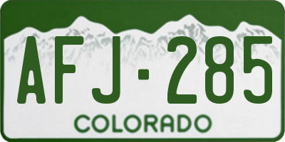 CO license plate AFJ285