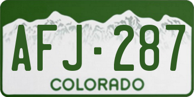 CO license plate AFJ287