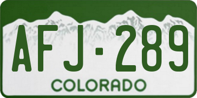 CO license plate AFJ289