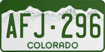 CO license plate AFJ296