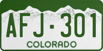 CO license plate AFJ301
