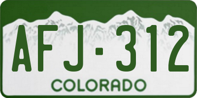 CO license plate AFJ312