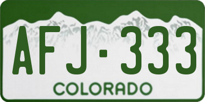 CO license plate AFJ333