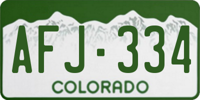 CO license plate AFJ334