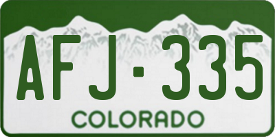 CO license plate AFJ335