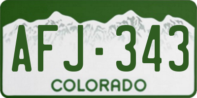 CO license plate AFJ343
