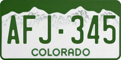CO license plate AFJ345