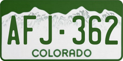 CO license plate AFJ362