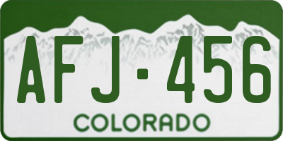 CO license plate AFJ456