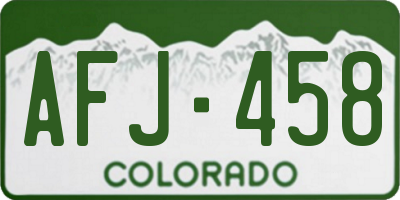 CO license plate AFJ458