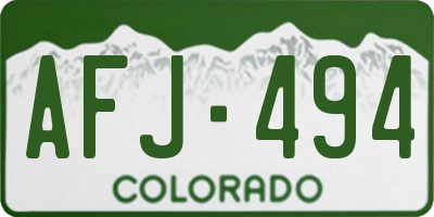 CO license plate AFJ494