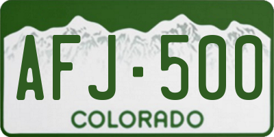 CO license plate AFJ500