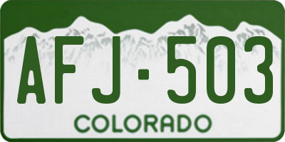 CO license plate AFJ503