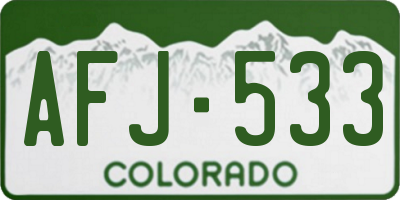 CO license plate AFJ533
