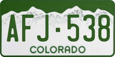 CO license plate AFJ538