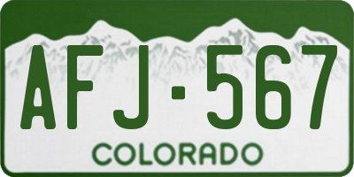 CO license plate AFJ567
