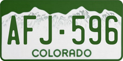 CO license plate AFJ596