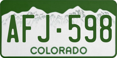 CO license plate AFJ598