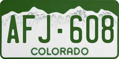 CO license plate AFJ608