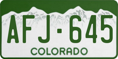 CO license plate AFJ645