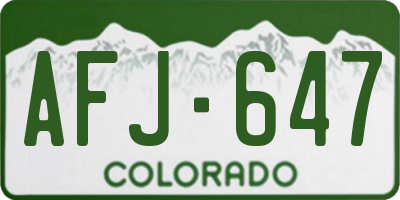 CO license plate AFJ647