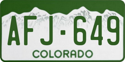 CO license plate AFJ649