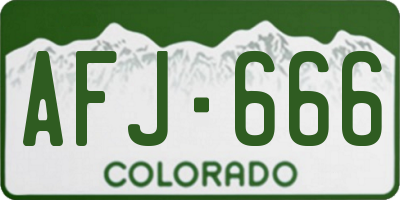 CO license plate AFJ666