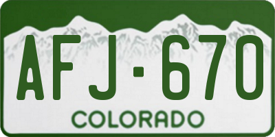 CO license plate AFJ670