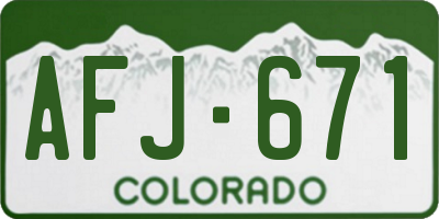 CO license plate AFJ671