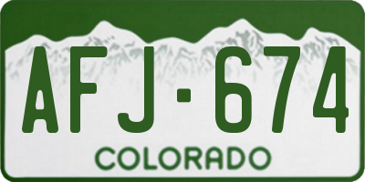 CO license plate AFJ674