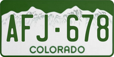 CO license plate AFJ678