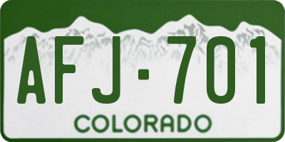 CO license plate AFJ701