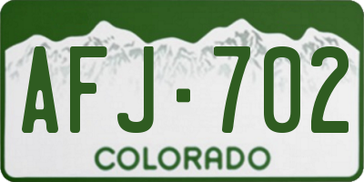 CO license plate AFJ702