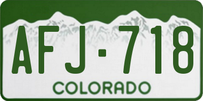 CO license plate AFJ718