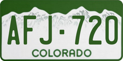 CO license plate AFJ720
