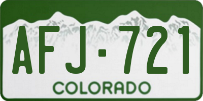 CO license plate AFJ721