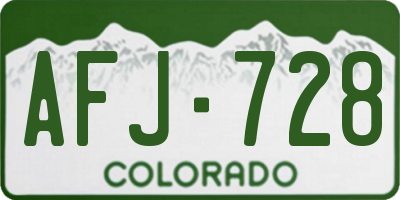 CO license plate AFJ728