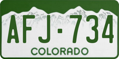 CO license plate AFJ734