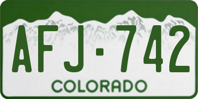 CO license plate AFJ742