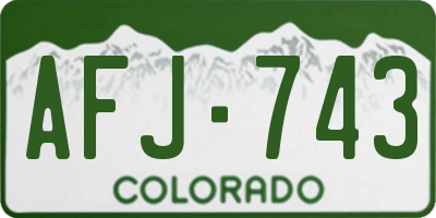 CO license plate AFJ743