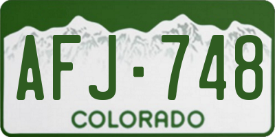 CO license plate AFJ748