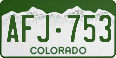 CO license plate AFJ753