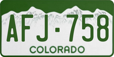 CO license plate AFJ758