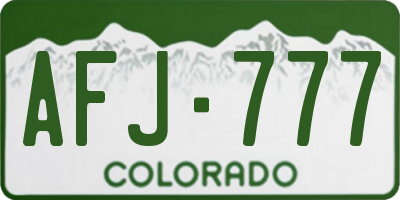 CO license plate AFJ777
