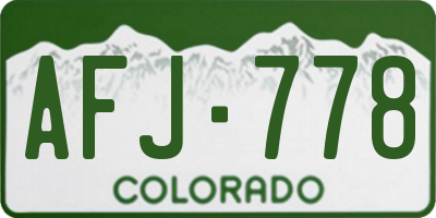 CO license plate AFJ778